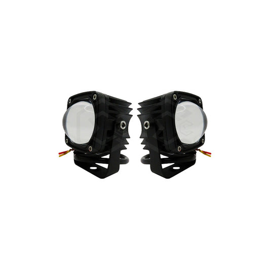 Par De Faros Con Lupa  10-30v Cuadrado Blanco/ambar 23000lm