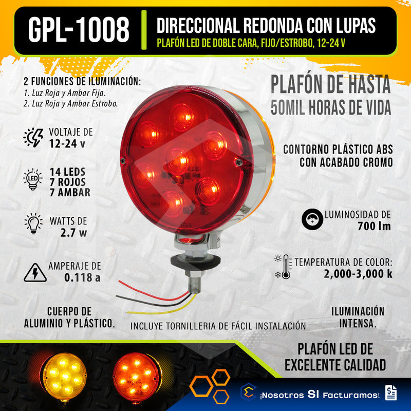 Par De Plafón Direccional Redonda 14 Leds Bicolor 12-24v