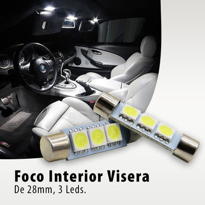 4 Focos Fusibles Festoon 28mm 31 Mm T6.3 Con 3 Led Viseras