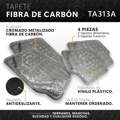 Tapete Metalizado Auto Juego De 4 Piezas Color A Elegir