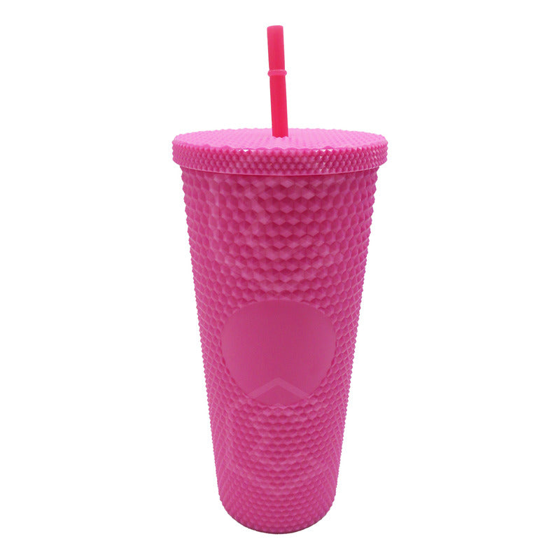 2 Termo Vaso Con Popote Studded Doble Pared Plástico 700ml