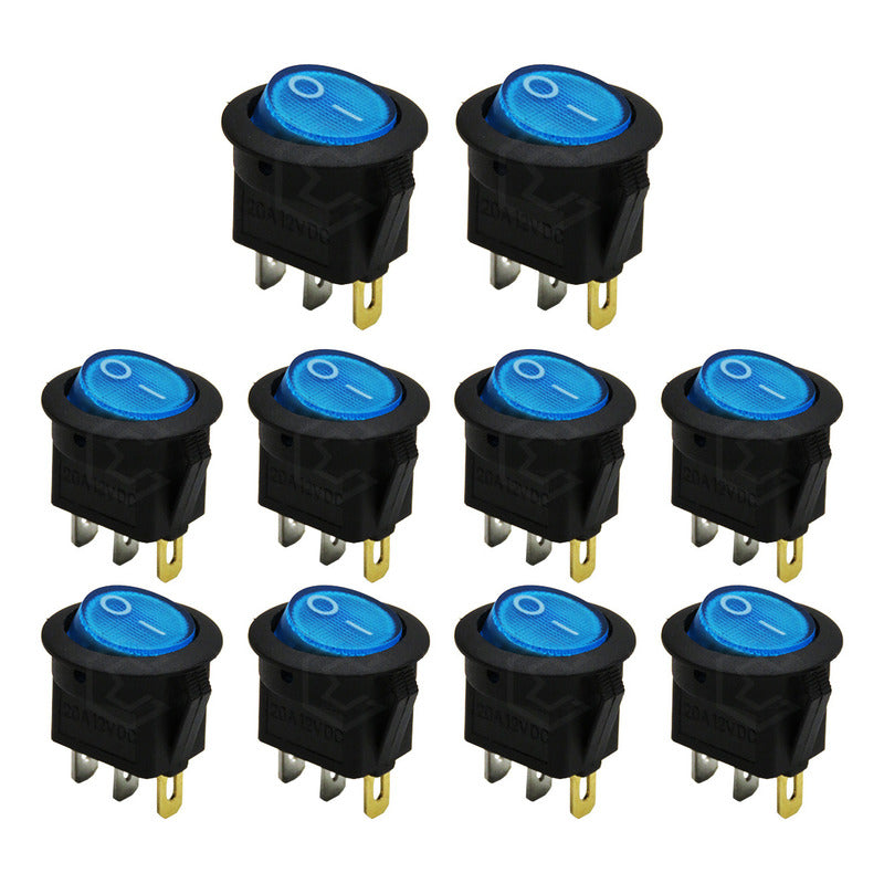 Switch Interruptor De Tecla Redondo 1 Paso Con Luz 10 Piezas