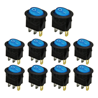 Switch Interruptor De Tecla Redondo 1 Paso Con Luz 10 Piezas