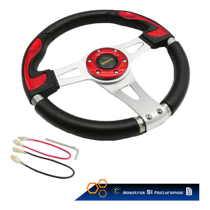 Volante Deportivo Universal De Metal Con 8 Pernos Rojo 33cm