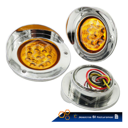 1 Plafon 9 Led Redondo Bisel Cromo 2'' Fijo Estrobo 12-24v