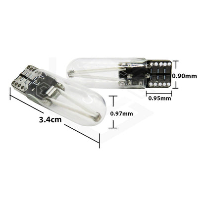 Par Focos De Pellizco Led Cob Vidrio Filamento Canbus T10 W5