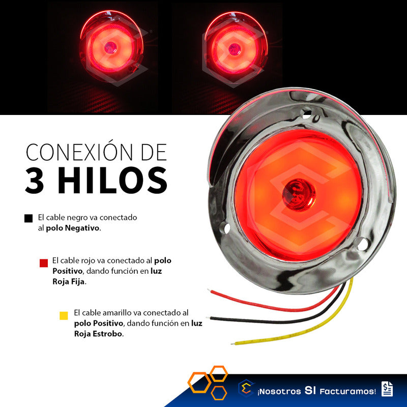 1 Plafon 9 Led Gel Redondo Bisel Cromo 2'' Estrobo 12-24v