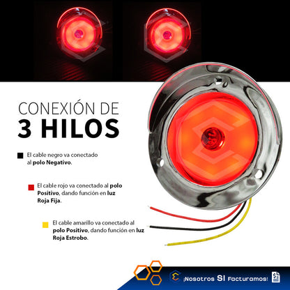 1 Plafon 9 Led Gel Redondo Bisel Cromo 2'' Estrobo 12-24v