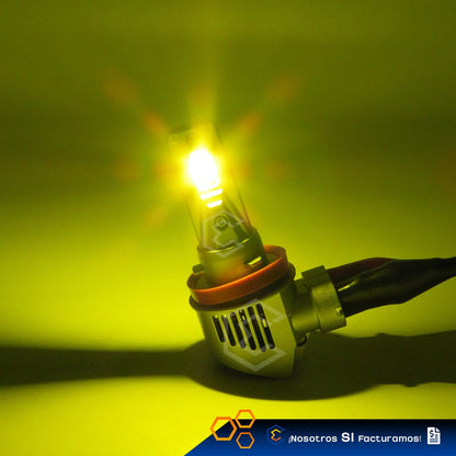 Kit Focos 12 Led Csp Ambar H11 Ventilador Alta O Baja 4200lm H11 Ambar