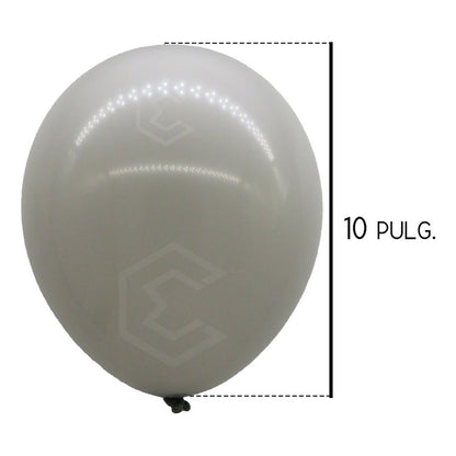 Bolsa 100 Globos Gris Rata Brillosos #10 Fiestas Bodas Latex Gris