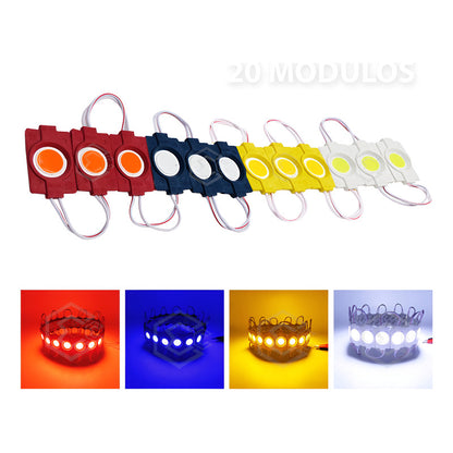 20 Módulos De 9 Led Cob Plasma Redondos Alta Intensidad 12v