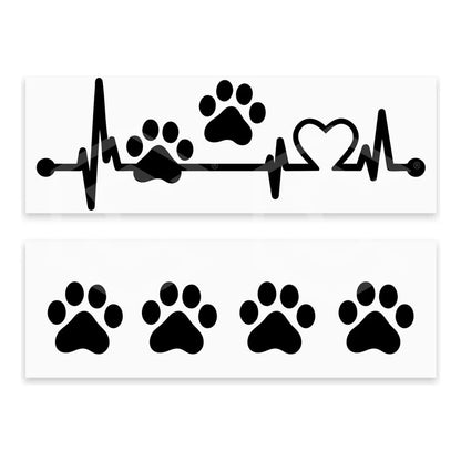 Kit Calcomanía Frecuencia Huellitas Negro Sticker Vinil 26cm