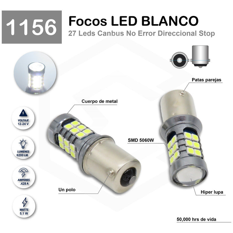 2 Focos 27 Led 1156 1157 3157 7440 7443 No Error Stop Cuarto