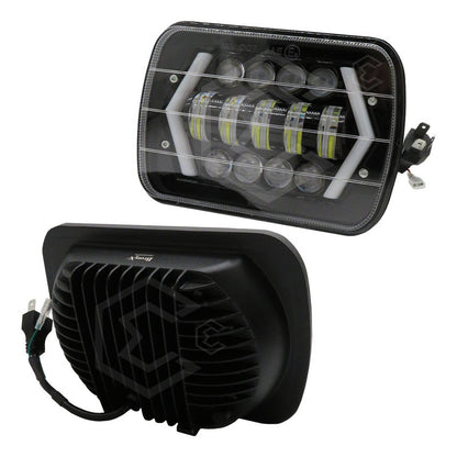 Par De Faros Unidad 5x7 Luz De Cortesía Con 13 Lupas 12-24v