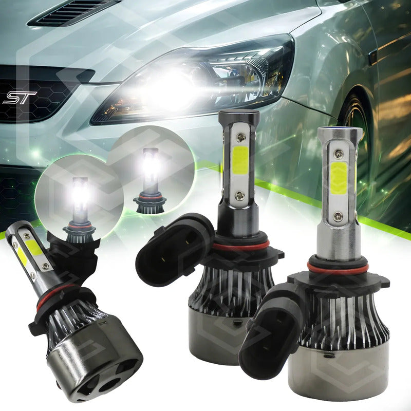 2 Focos Led 4 Caras Ventilador Alta O Baja 16000lm 25w 9-32v 9006