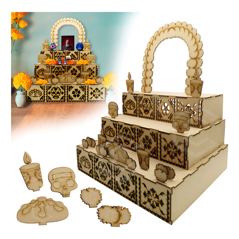 Altar Ofrenda Grande Día Muertos 3 Niveles 110cm X 80cm Mdf