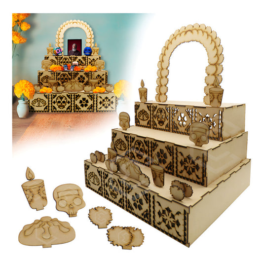 Altar Ofrenda Grande Día Muertos 3 Niveles 110cm X 80cm Mdf