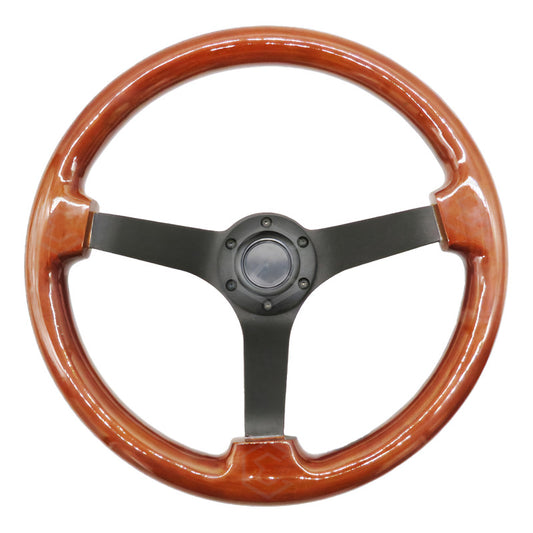 Volante D Madera Automotriz Universal Centro Negro Mate 35cm