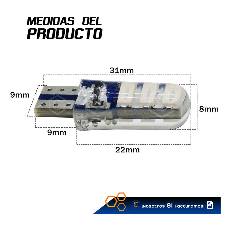 Kit 10 Focos De Pellizco 6 Leds Smd T10 Gel Luz Estrobo 12v