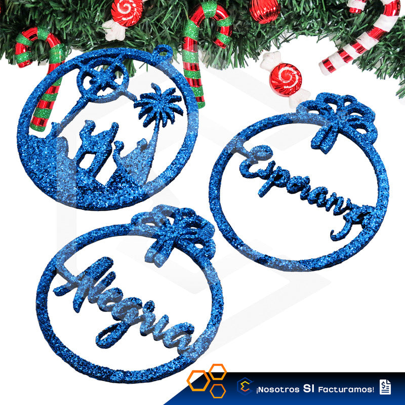 Esferas Navideñas Para Arbol Navidad Diamantina  Kit 10pzas