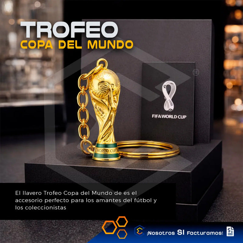 Set Llavero Trofeo Balón Dorado Futbol Copa Del Mundo 2026 Dorado