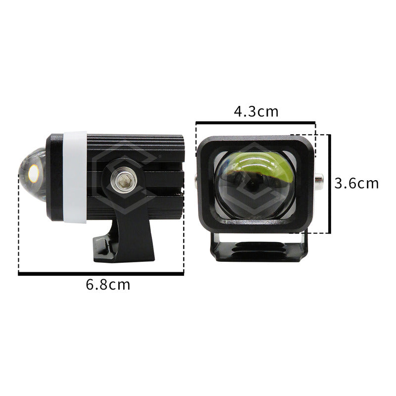 Par Faros 10 Leds Bicolor Rojo Con Lupa 4 Funciones 10-30v