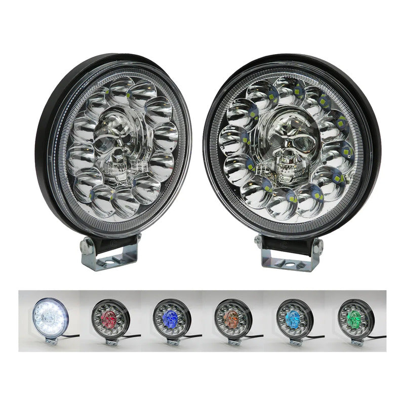 Par De Faros Calavera 26 Leds 4 Funciones Blanco-rgb 12-24v