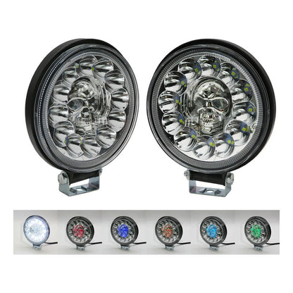 Par De Faros Calavera 26 Leds 4 Funciones Blanco-rgb 12-24v