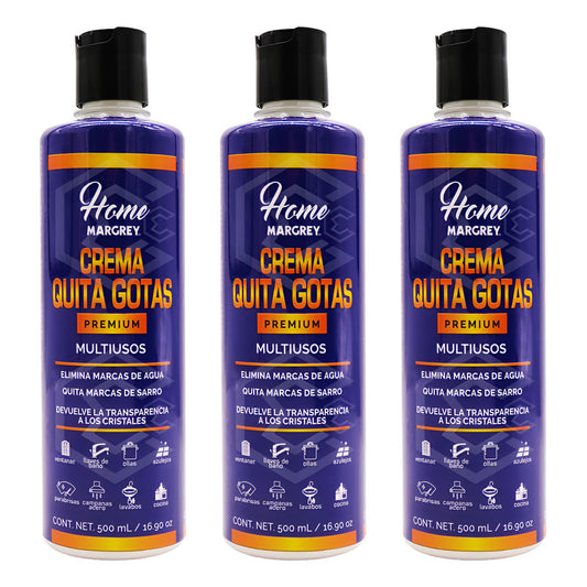 3 Crema Quita Gotas Vidrios Casa Hogar Premium 500ml Margrey Beige