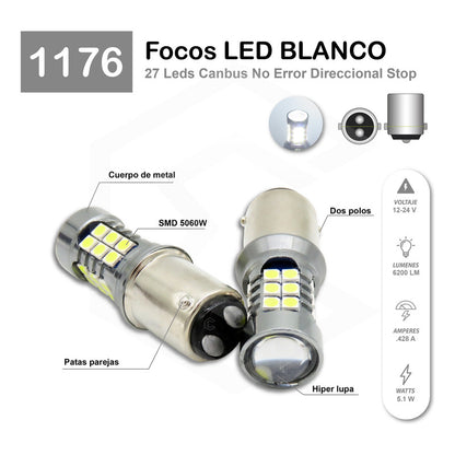 2 Focos 27 Led 1156 1157 3157 7440 7443 No Error Stop Cuarto