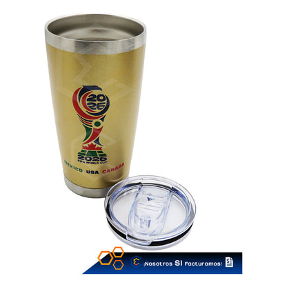 Termo Vaso Fifa Mundial 2026 Personalizado Láser 600ml Acero Dorado