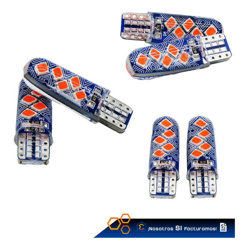 Par De Focos De Pellizco T10 10 Leds Smd Silicón Mosaico 12v