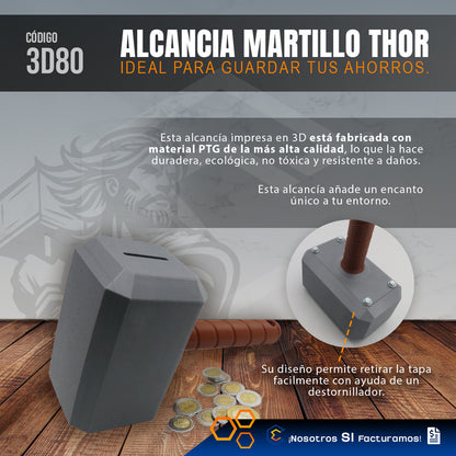 Alcancía Martillo Batalla Thor Avengers Marvel 36cm 3d Petg Martillo