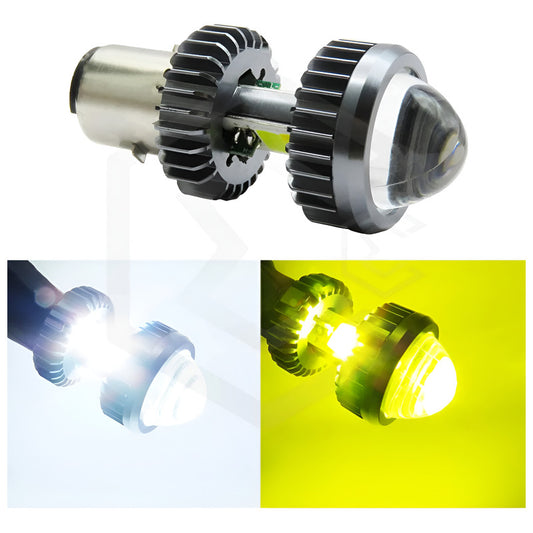 Foco Moto H4 Lupa Proyector Ba20d Bicolor 66 Led 2 Funcion T