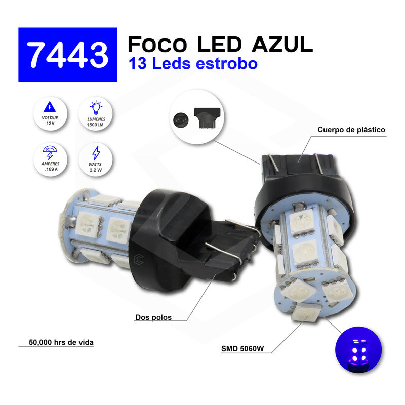 Par Focos 13 Leds 7443 Cuartos Stop Direccional Estrobo 12v