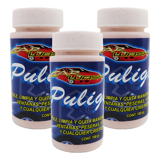 3 Pulidor De Vidrio Cristal Limpiador Quita Mancha Puliglass Rosa Claro