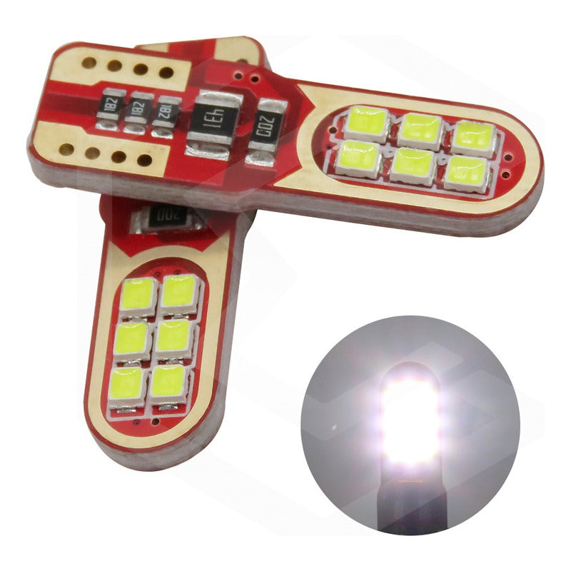 Kit 10 Focos De Pellizco 12 Led 3030  Canbus T10 12v Blanco