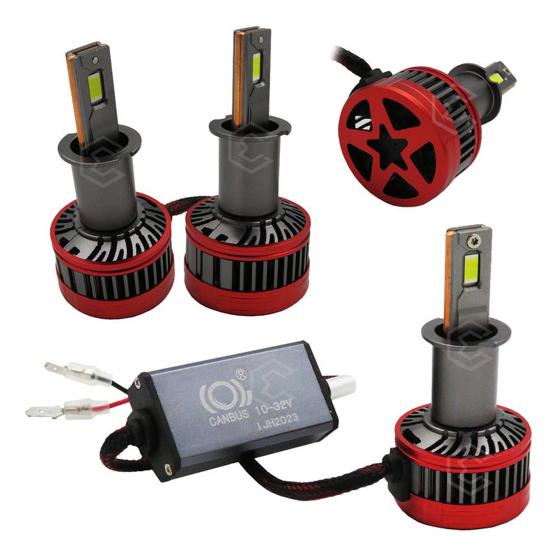 Kit 2 Focos Led H3 Csp Canbus Ventilador Alta Baja 16000lm H3