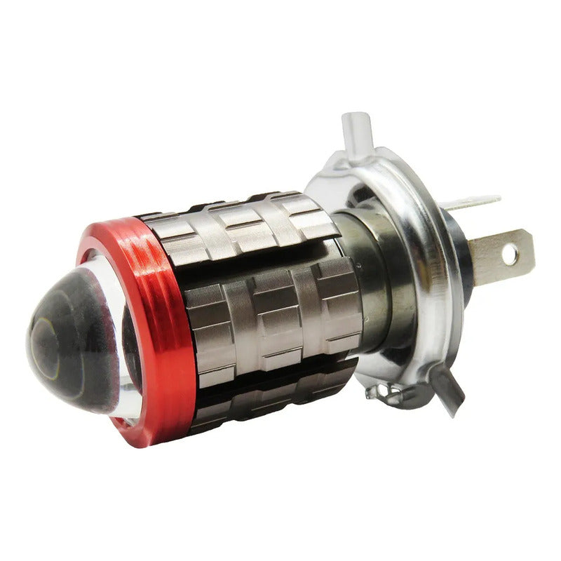 Foco Moto H4 Lupa Proyector Bicolor 6 Leds Csp 2 Funciones T H4