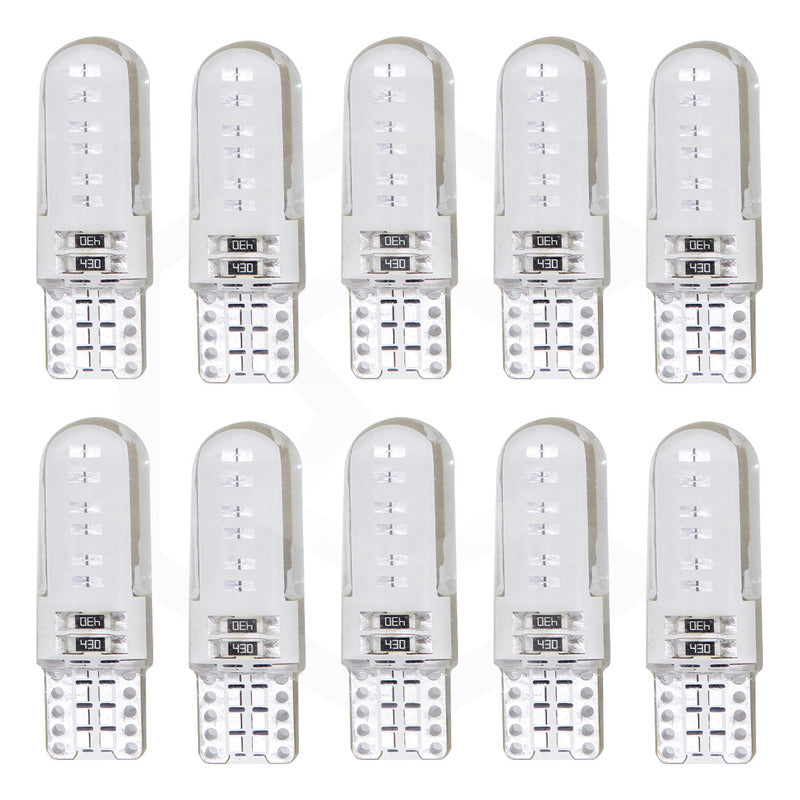 Kit De 10 Focos De Pellizco T10 12 Leds Cob Chip 80 Ma 12v