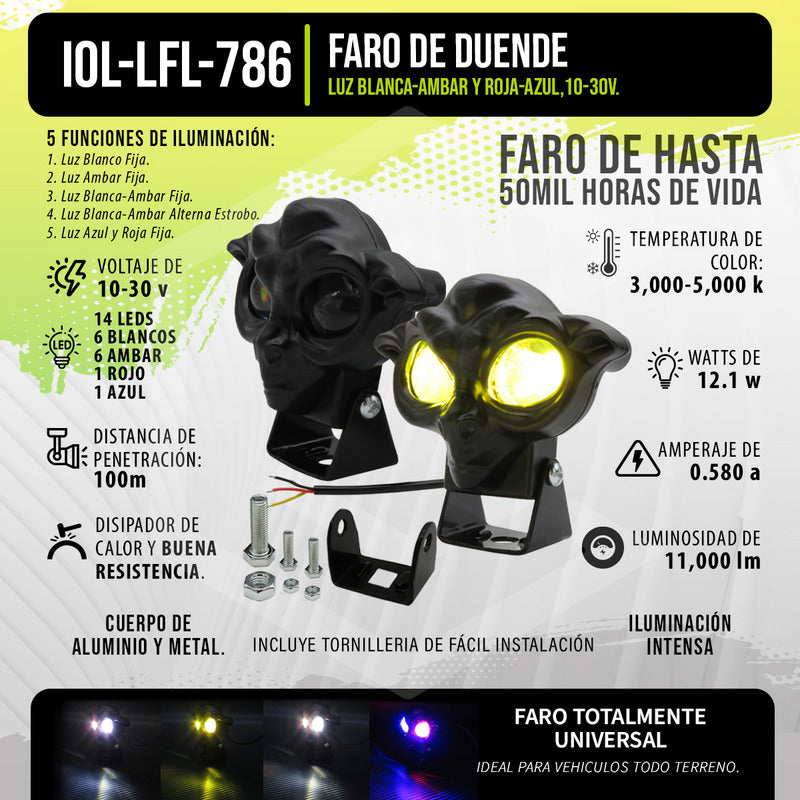 Par De Faros 14 Leds Alien Bicolor 5 Funciones 12.1w 10-30v