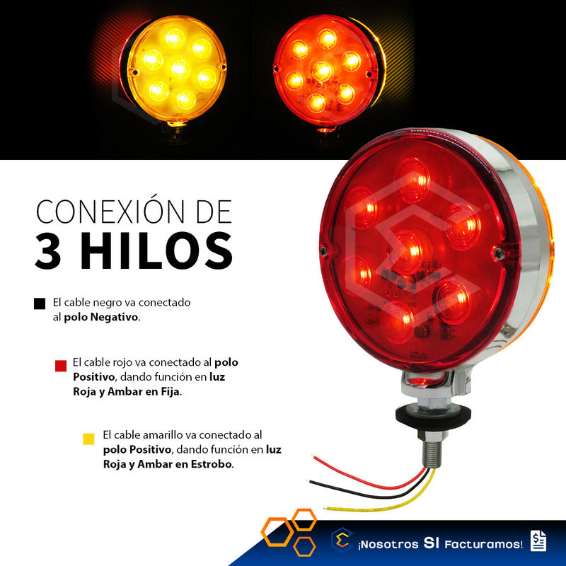 Par De Plafón Direccional Redonda 14 Leds Bicolor 12-24v