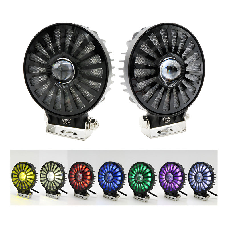 Par De Faros 114 Leds Redondo Bicolor Fijo Secuencial 12-24v