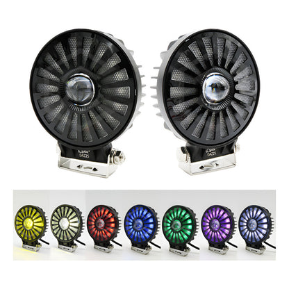 Par De Faros 114 Leds Redondo Bicolor Fijo Secuencial 12-24v