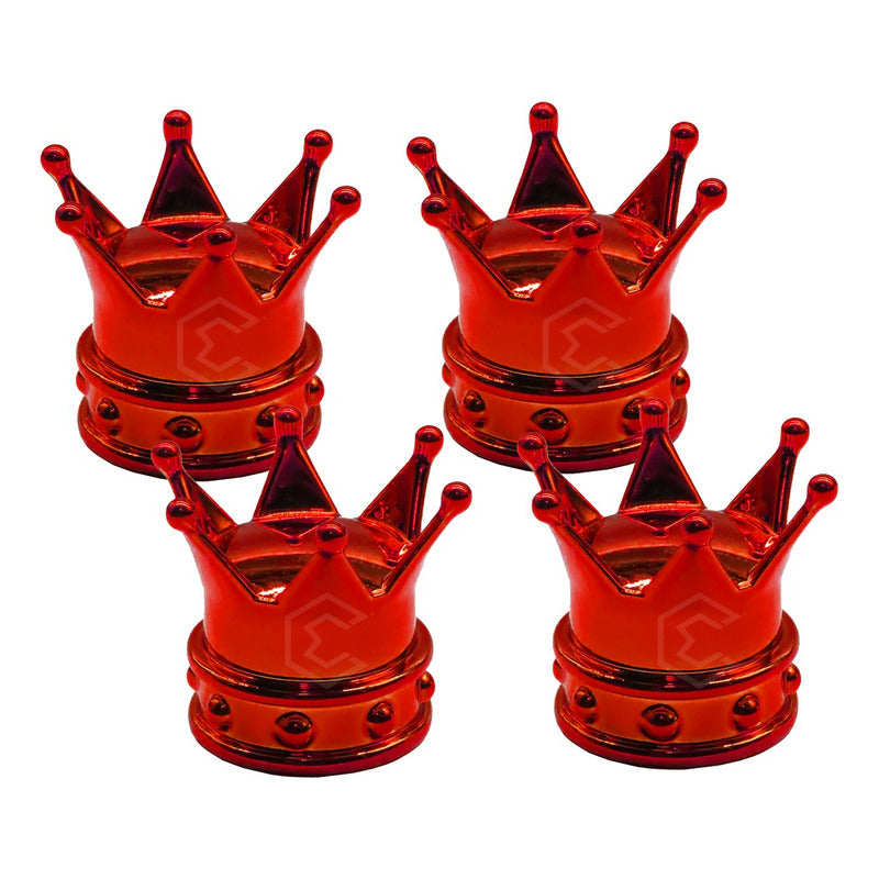 Kit 4 Tapon Cubre Pivote Válvula Metálico Corona Auto Moto