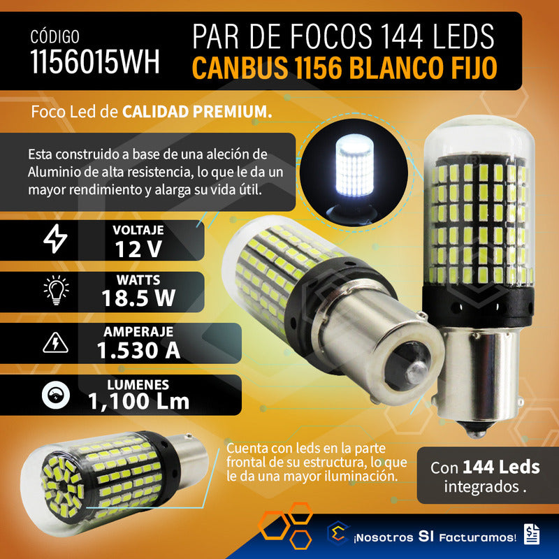 Par Focos 1156 1141 144 Leds Canbus Cristal Cuartos Stop 12v