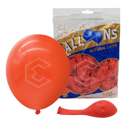 Bolsa 100 Globos Naranja Rojo Brilloso #10 Fiesta Boda Latex
