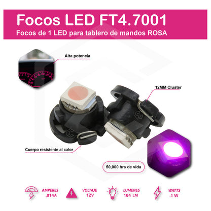 Kit 10 Focos Led T4.7 12 Mm Clúster Para Tablero Fija 12v