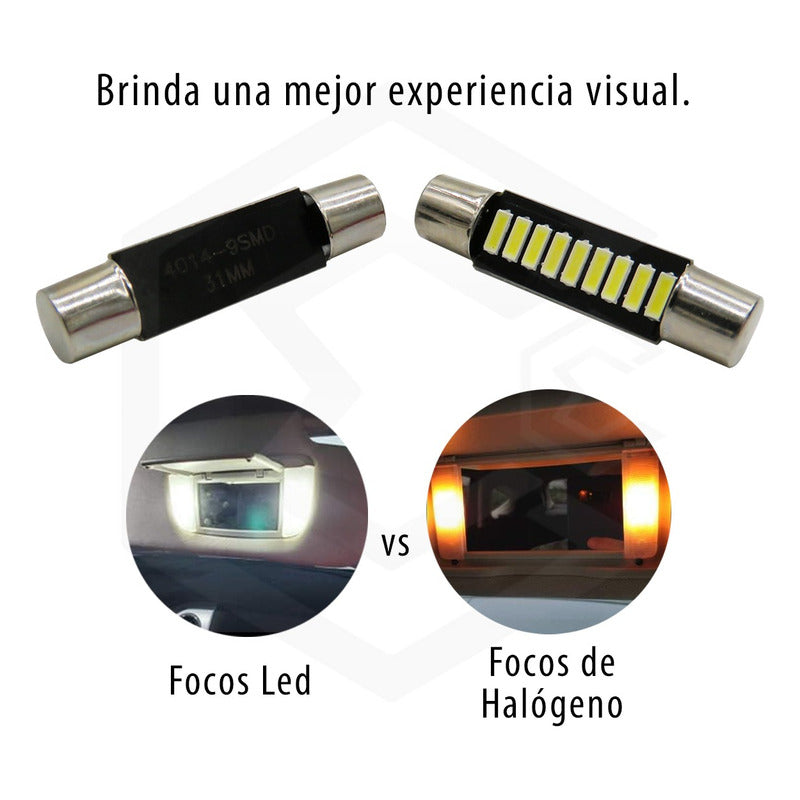 4 Focos Fusible Festoon 28mm Y 31mm T6.3 Con 9 Led Viseras