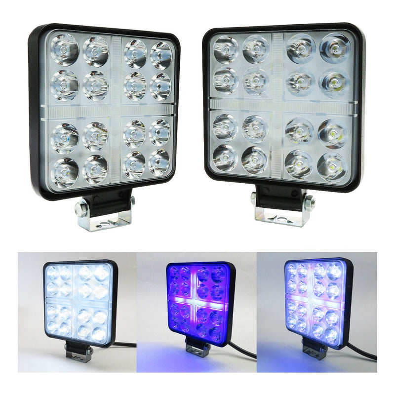Par De Faros Cuadrados 33 Leds Aro De Luz Cruz Ip67 12-24v